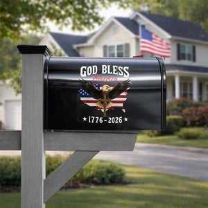 Personalized Patriotic 250th Anniversary God Bless America Eagle 1776–2026 Mailbox Decal HO82 901008