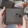 Custom Couple Photo & Name Engraved Leather Wallet Valentine Gift For Him CH07 910298