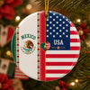 Custom Name Mexican American Flag Ceramic Ornament, Patriotic Gift for Mestizo CH07 180392