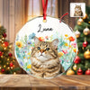 Custom Pet Photo With Watercolor Wildflowers For Dog And Cat Lovers Glass Ornament TH10 894249