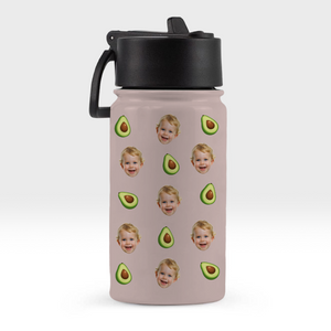 Custom Face Photo With Icon Back To School Water Bottle For Kid TH10 894245