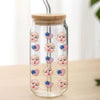 Custom Human Face With Icon US Flag Glass Can With Lid Family Gift HA75 920358
