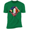 GeckoCustom American Irish Flag St Patrick Shirt Premium Tee / Kelly Green / X-Small