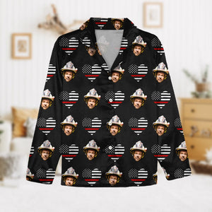 GeckoCustom Custom Face Photo Thin Line Flag Pajamas N369 HN590 For Adult / Only Shirt / XS