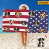 GeckoCustom Custom Photo America Flag Dog Beach Towel K228 HN590