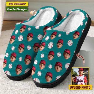 GeckoCustom Custom Photo Baseball Plush Slippers T368 HN590