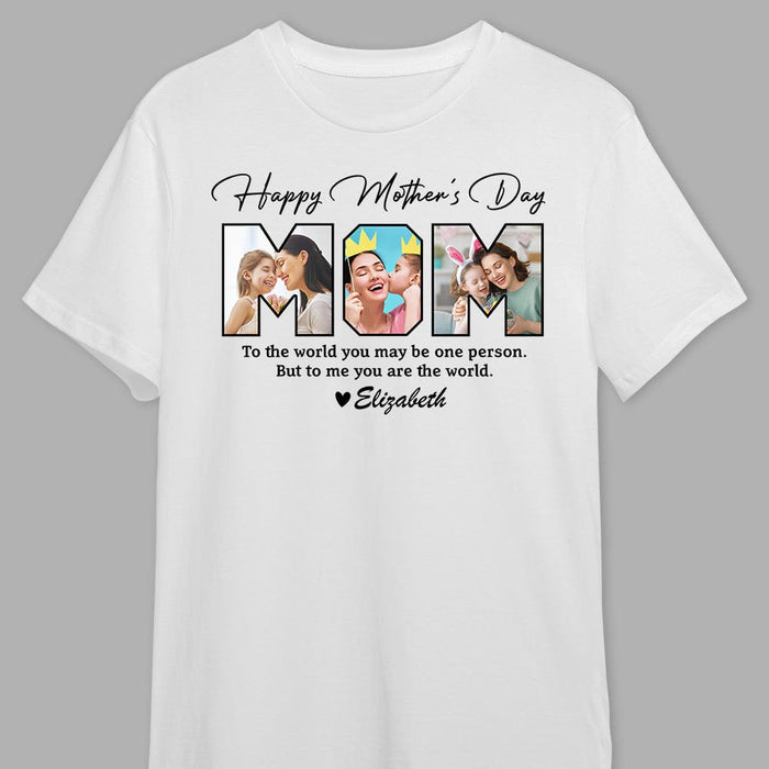 GeckoCustom Custom Photo Happy Mother's Day To My World Bright Shirt K228 956 Premium Tee (Favorite) / P Light Blue / S