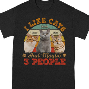 GeckoCustom Custom Photo I Like Cats And Maybe 3 People Shirt N304 889159 Women Tee / Light Blue Color / S