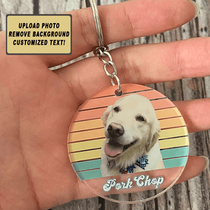 GeckoCustom Dog Cat Vintage Retro Custom Photo Keychain