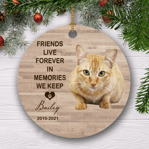 GeckoCustom Friends Live Forever In Memories, Custom Dog Photo Ornament, Personalized Gift For Dog SG02