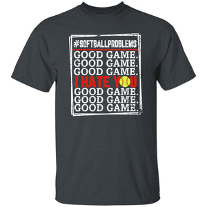 GeckoCustom Good Game I Hate You Softball T-Shirt Basic Tee / Dark Heather / S