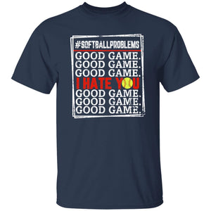 GeckoCustom Good Game I Hate You Softball T-Shirt Basic Tee / Navy / S