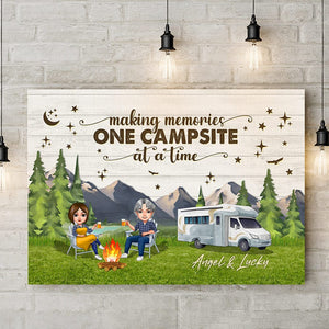 GeckoCustom Happy Camper Couple Chibi Camping Canvas HN590 12 x 8 Inch / Satin Finish: Cotton & Polyester