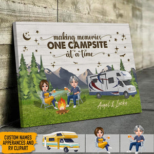 GeckoCustom Happy Camper Couple Chibi Camping Canvas HN590