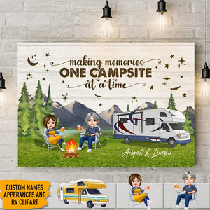 GeckoCustom Happy Camper Couple Chibi Camping Canvas HN590