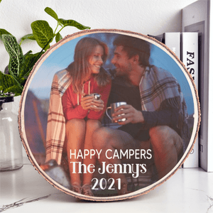 GeckoCustom Happy Camper, Custom Name Photo On Wood,SG02