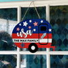 GeckoCustom Happy Camper USA Flag Camping Wooden Door Sign, Custom Doorsign HN590 14 Inch