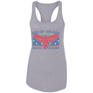 GeckoCustom Land of the Free Because of the Brave Patriotic 4th Of July Shirt H389 Women Tank Top / Heather Grey / X-Small