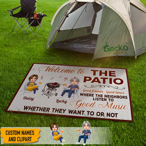 GeckoCustom Listen To The Good Music Couple Camping Patio Rug, Patio Mat Grilling HN590 2.5'x4.6' (30x55 inch)