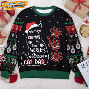 GeckoCustom Meowy Catmas To The World Cat AOP Sweatshirt N304 HN590