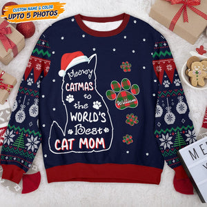 GeckoCustom Meowy Catmas To The World Cat AOP Sweatshirt N304 HN590