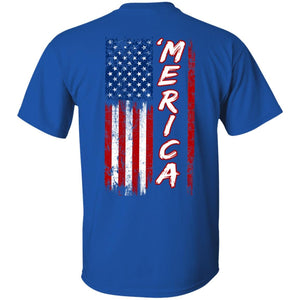 GeckoCustom Merica Distressed American Flag 4th of July H375 Basic Tee / Royal / S