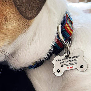 GeckoCustom Personalized Custom Pet Tag, Call My Mom Before She Freaks Out Dog Tag, Dog Lover Gifts 1.125"x1.5"
