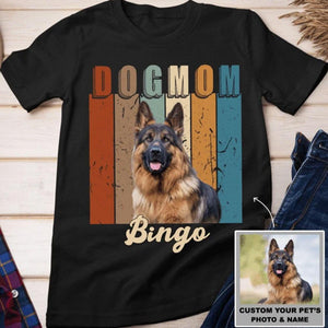 GeckoCustom Personalized Custom Photo T Shirt, Dog Lover Gift, Vintage Dog Mom Unisex T-Shirt / Black Color / S