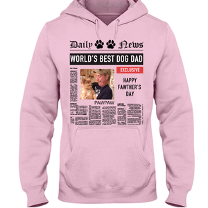 GeckoCustom Personalized Photo Custom T Shirt, Dog Lover Gift, Fathers Day Gift, Worlds Best Dog Dad Pullover Hoodie / Sport Grey Colour / S