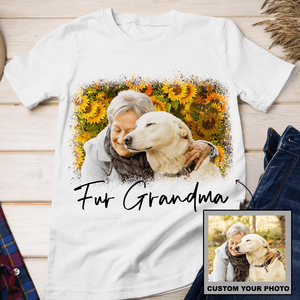 GeckoCustom Personalized Vintage Photo Custom Dog Shirt, Gift For Dog Lover, Fur Mama Fur Grandma Unisex T Shirt / Light Blue Color / S
