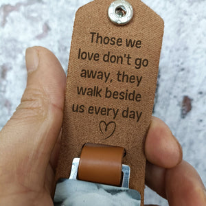 GeckoCustom Those We Love Don't Go Away Memorial Vintage Leather Photo Keychain