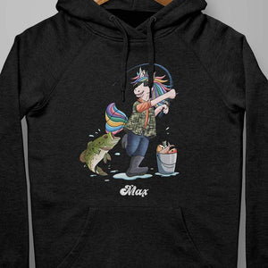 GeckoCustom Unicorn Shirt, Unicorn Fishing Shirt, Gift For Unicorn Fishing Lovers Pullover Hoodie (Favorite) / Black Colour / S