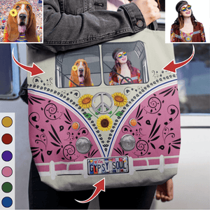 GeckoCustom Upload Photo Dog Tote Bag For Hippie, Dog Lover Gift HN590