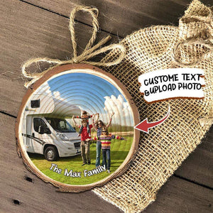 GeckoCustom Upload photo Ornament Camping Ornament Christmas Wood Slice Ornament, HN590