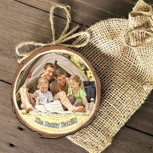 GeckoCustom Upload photo Ornament Camping Ornament Christmas Wood Slice Ornament, HN590
