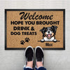 GeckoCustom Welcome Hope you brought dog treats Pawprints Doormat, Dog Lover Gift HN590