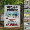 GeckoCustom Welcome To Our Firefit Estate Camping Garden Flag, Camping Gift HN590 Without flagpole