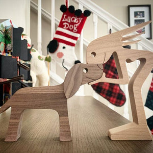 GeckoCustom Woman And Her Fur-Friend - Gift For Pet Lovers Wood Sculpture T286 HN590 Woman With Dog