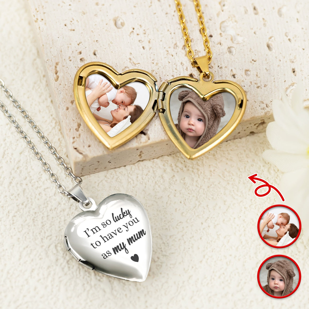 Custom Photo I'm So Lucky To Have You As My Mom Heart Locket Necklace HA75 920698