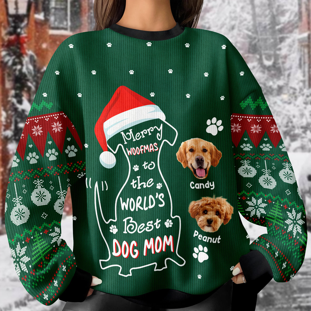 Custom Photo Merry Woofmas To The World Dog Ugly Sweater CH07 899464