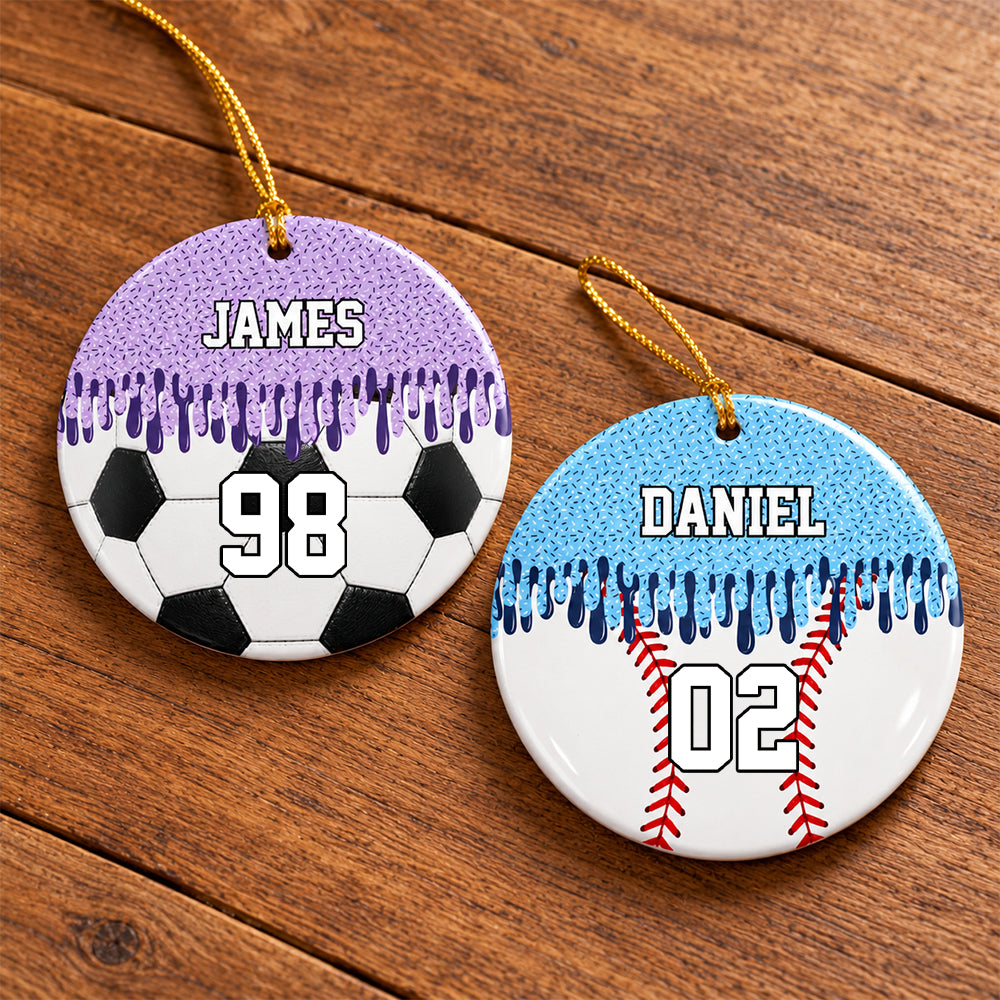 Custom Name Christmas Ceramic Ornament For Baseball, Softball, Soccer, Football, Basketball, Hockey Lover HA75 57056
