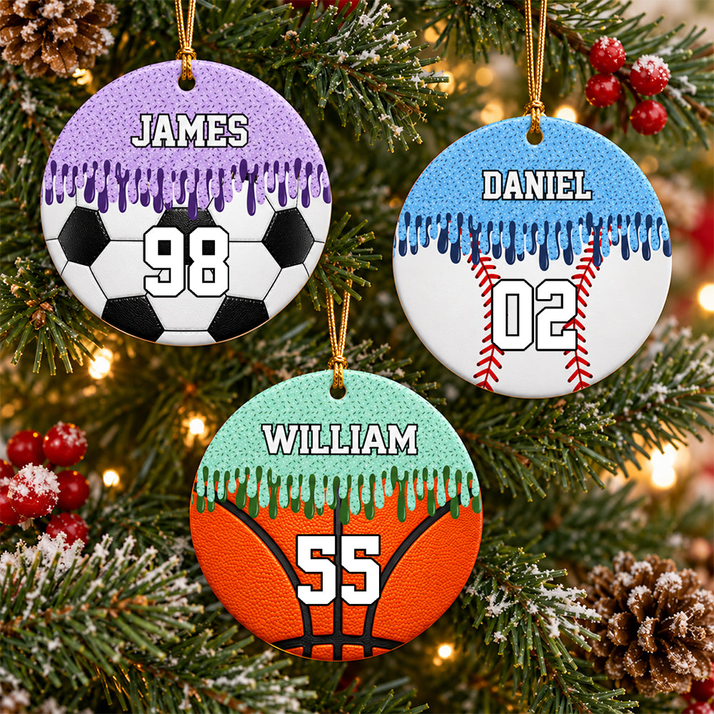 Custom Name Christmas Ceramic Ornament For Baseball, Softball, Soccer, Football, Basketball, Hockey Lover HA75 57056