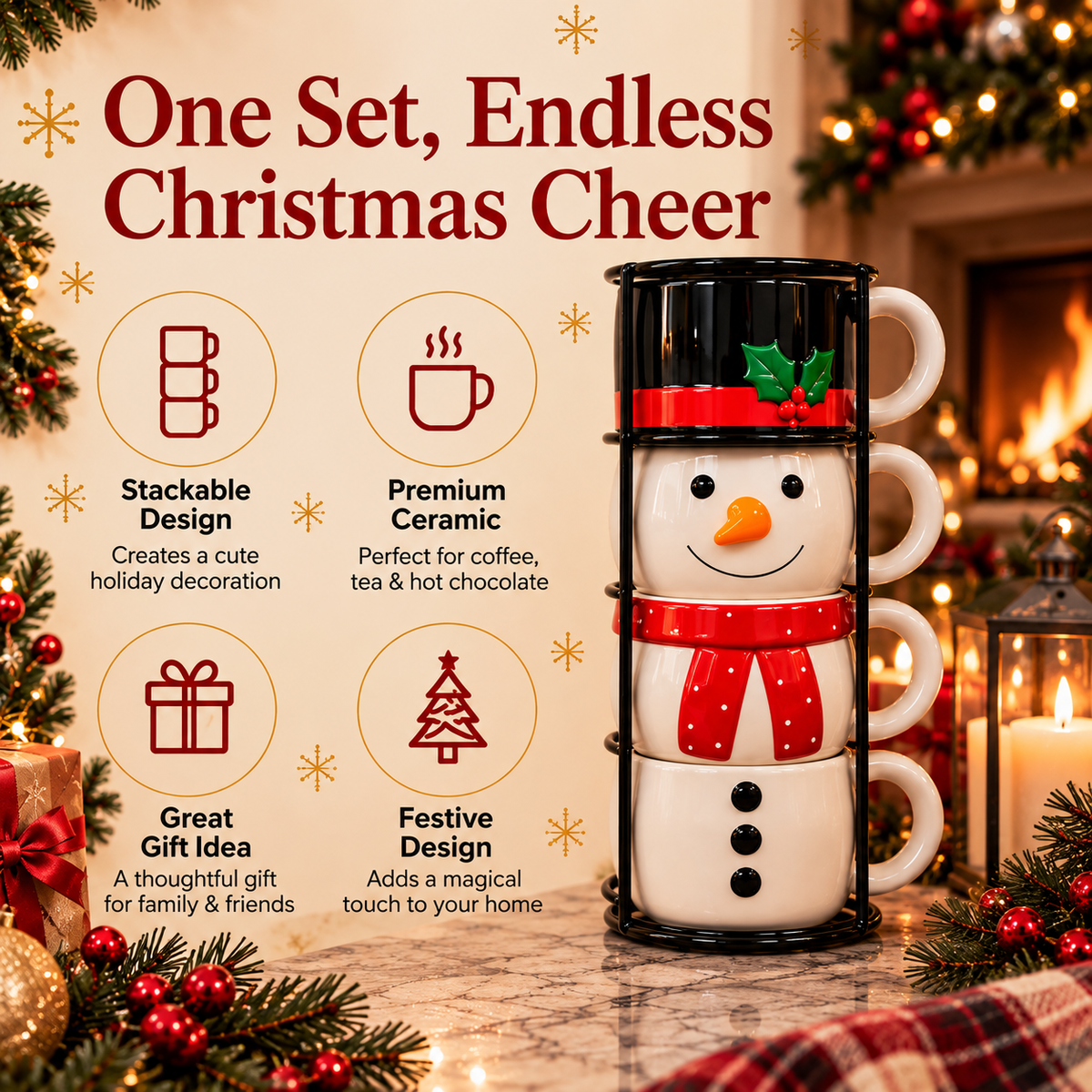 Christmas Santa And Snowman Mug Set TH10 171505