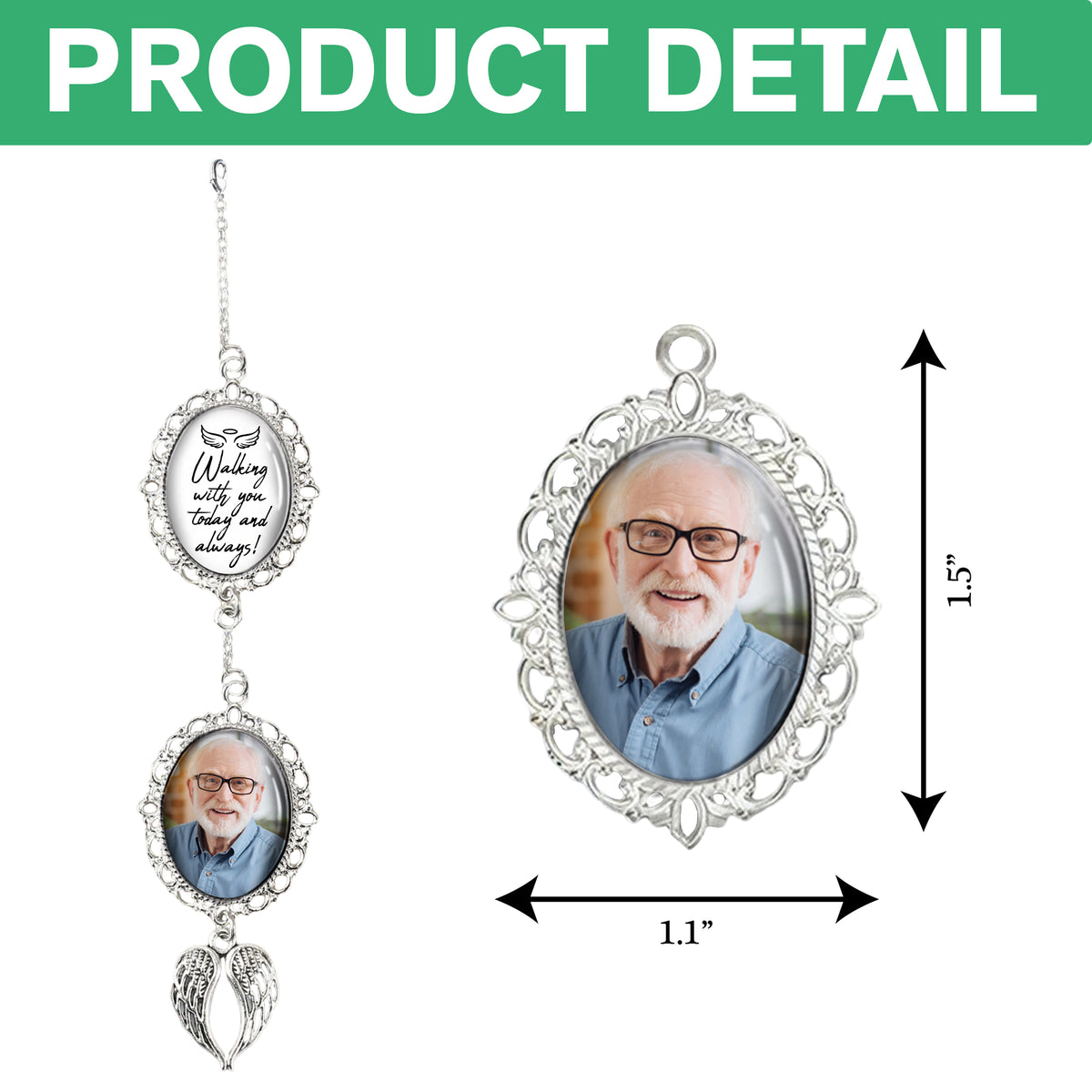 Custom Photo Walking With You Today And Always Memorial Graduation Tassel Charm With Angel Wings HO82 901372