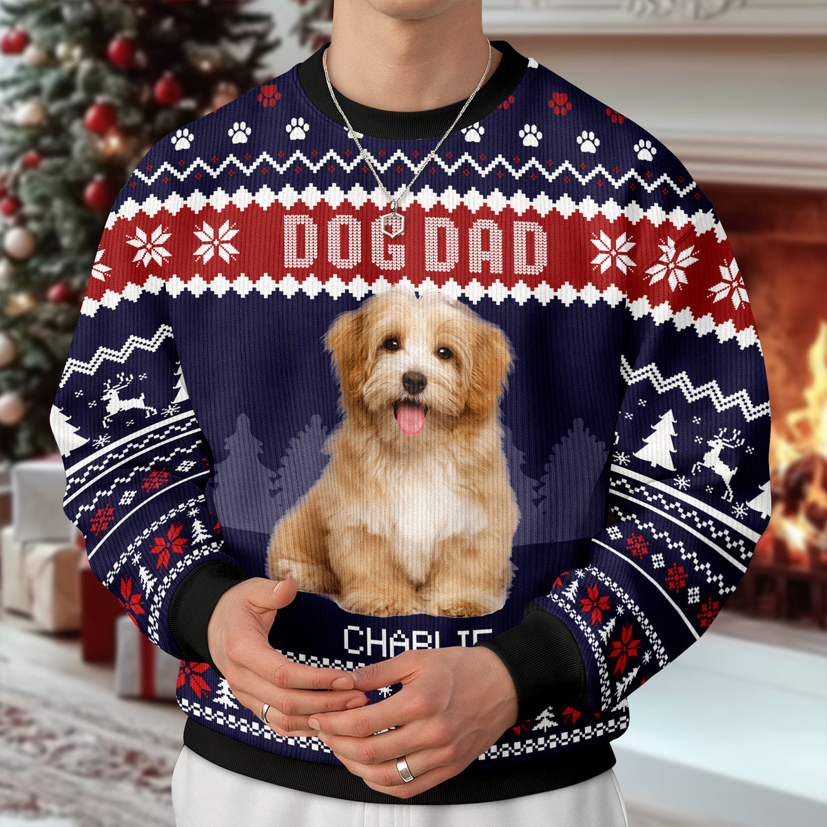 Custom Photo Dog Dad Dog Mom Ugly Sweater HA75 892916