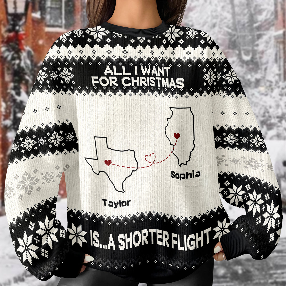 Personalized Long Distance State Map Ugly Sweater For Couple, Family & Friends LM32 895811