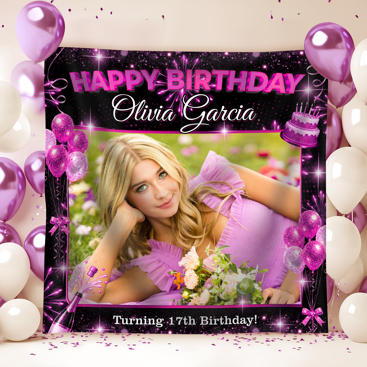 Custom Photo Birthday Personalized Backdrop Decor for Birthday Celebration HA75 920510