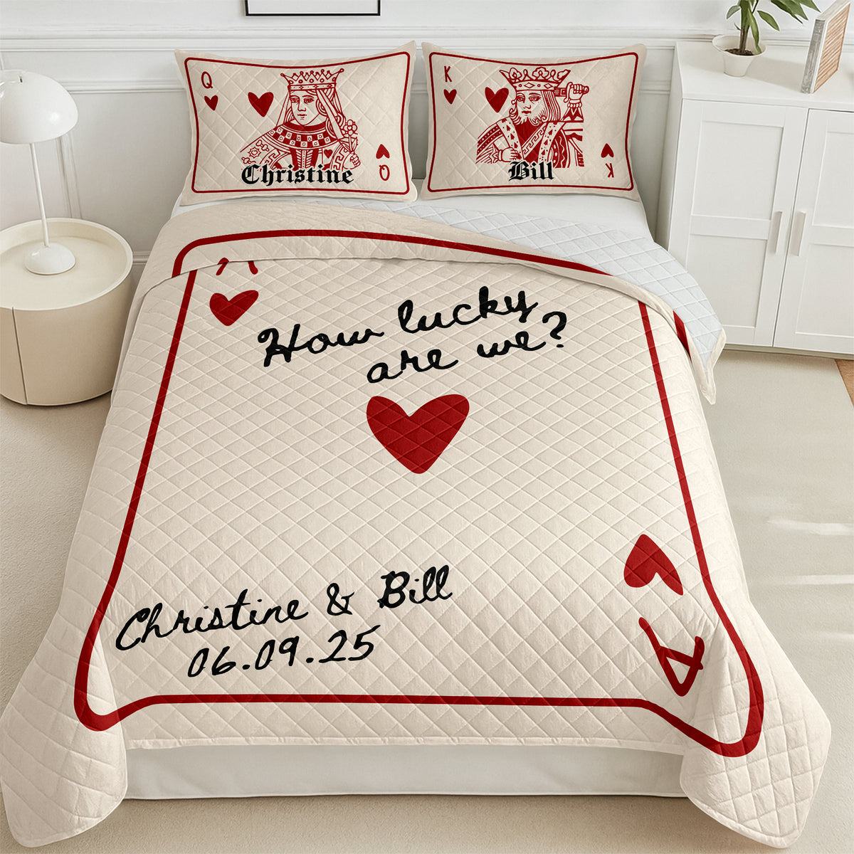 How Lucky Are We Custom Couple Name Bedding Set Valentine Gift Anniversary Gift For Couple CH07 899846