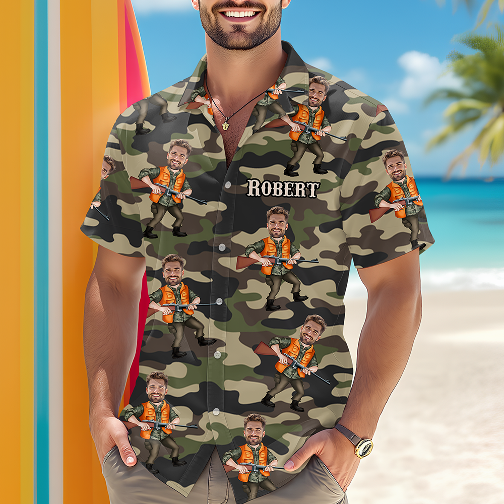 Custom Funny Photo Hunting Dad Hawaiian Shirt For Hunting Season CH07 895770