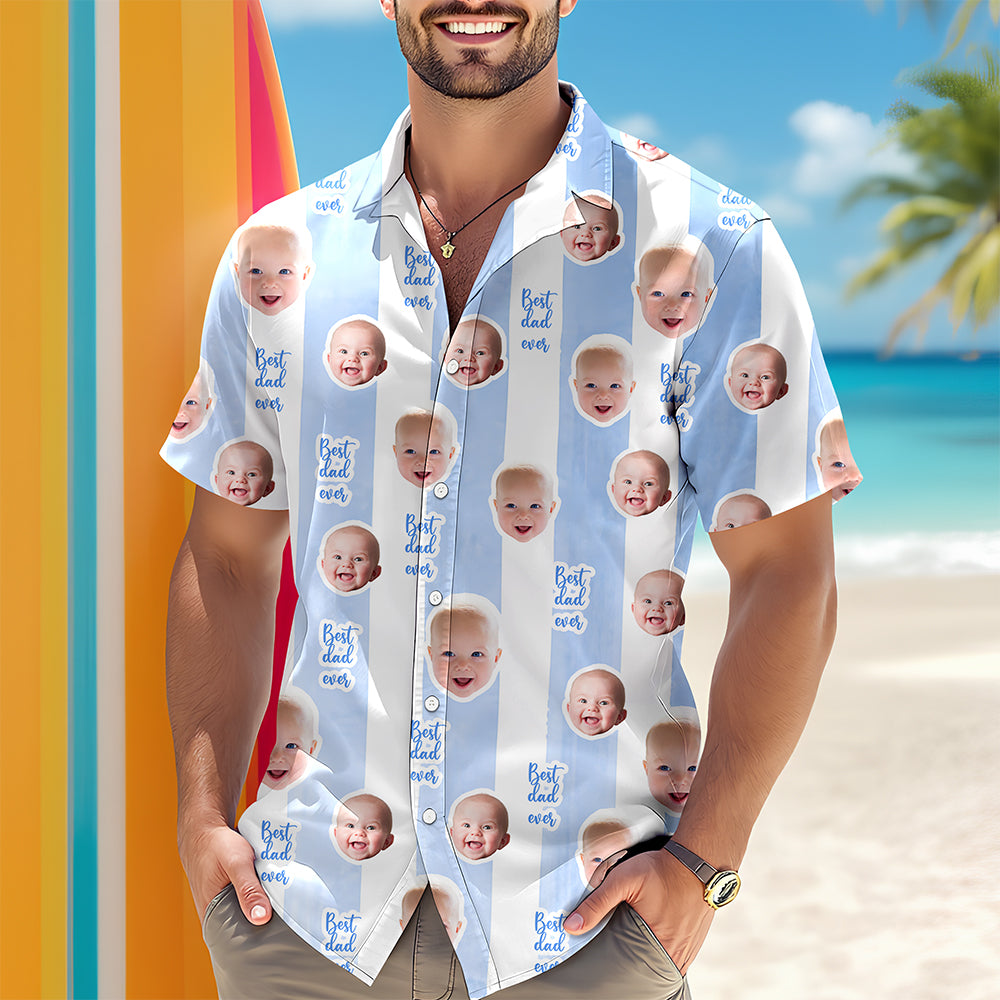 Custom Baby Face Best Dad Best Mom Ever Hawaii Shirt - Personalized Gift for Mom and Dad TH10 169551